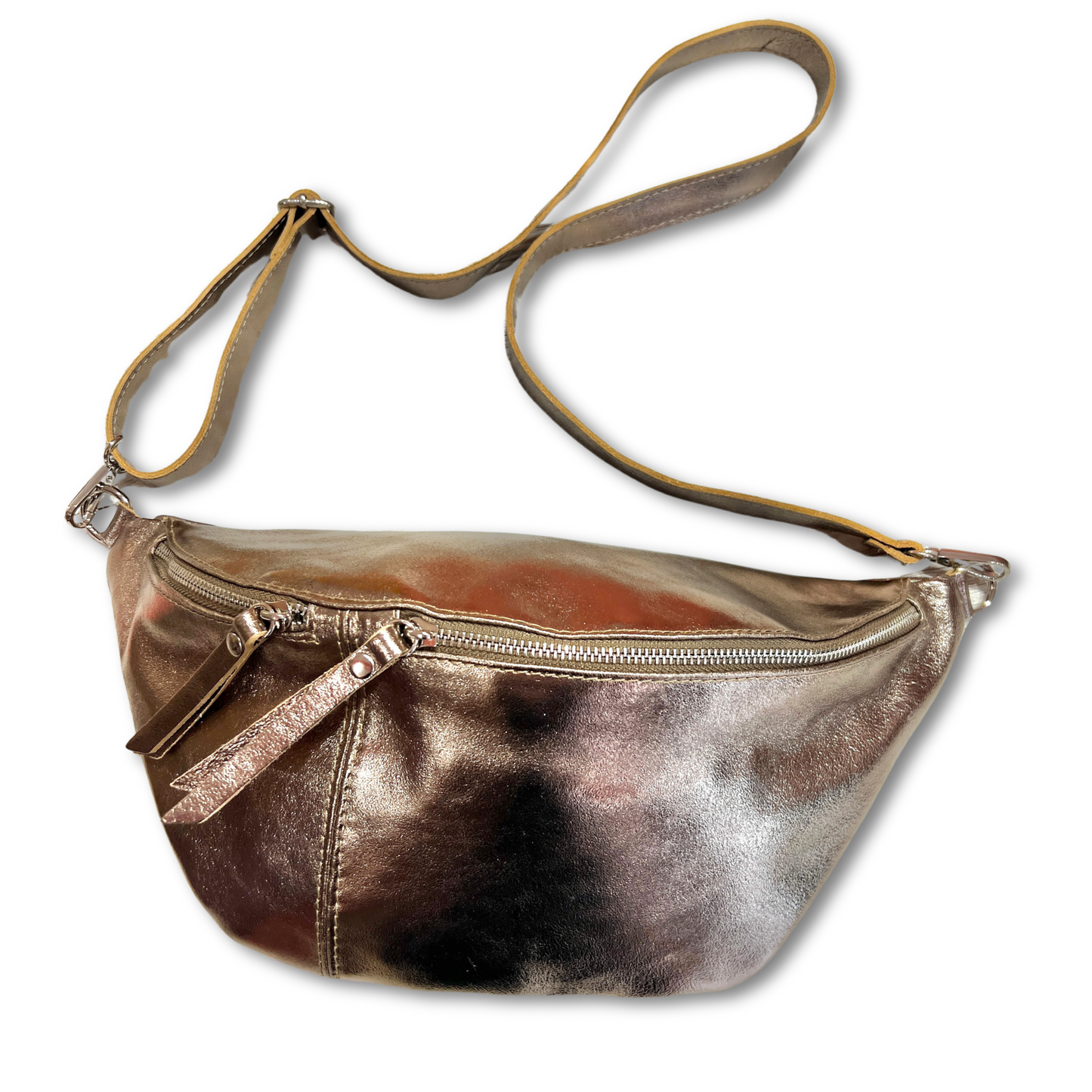 Bronze XL Metallic Bumbag. Bronze  leather sling bag