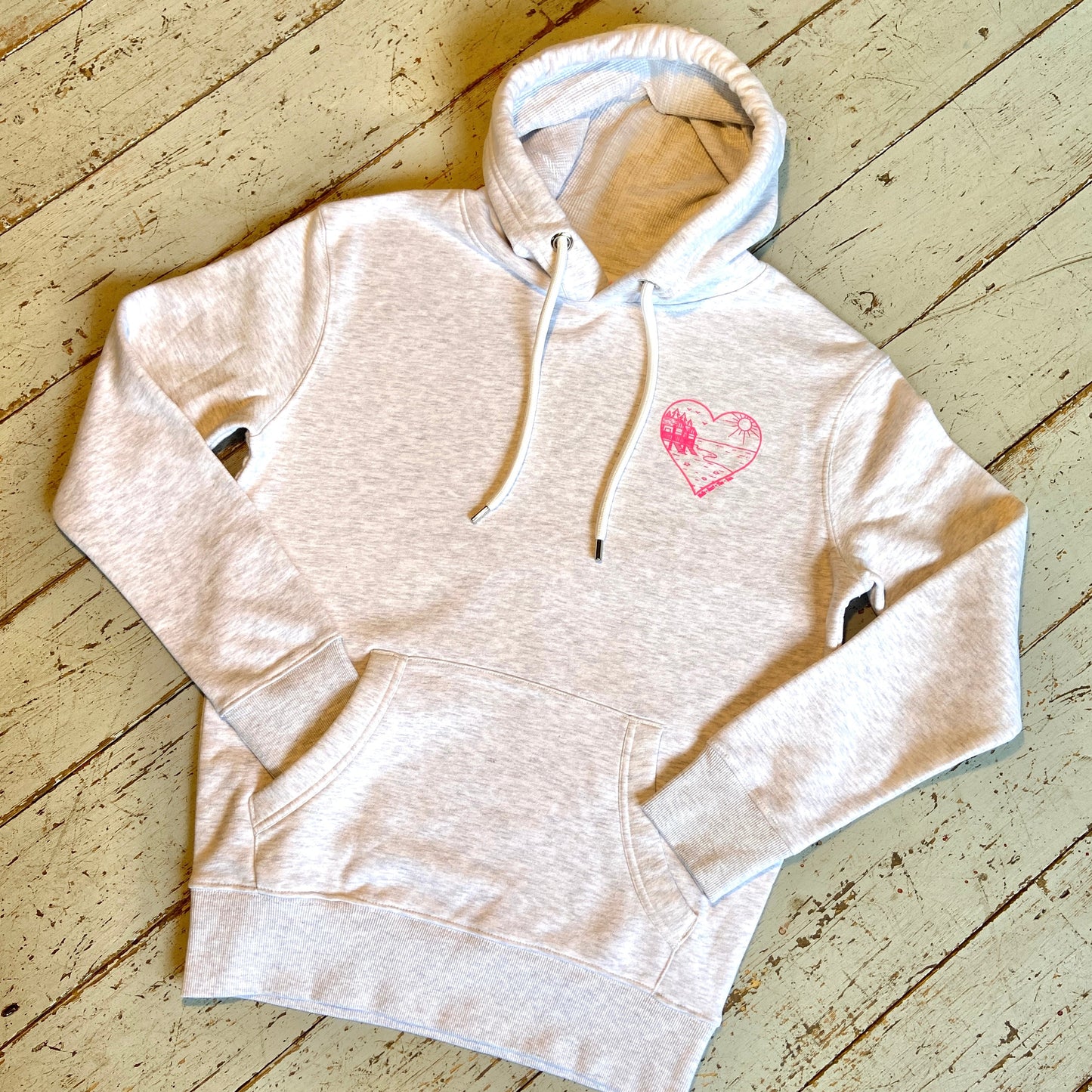 Light Grey Beach Hut Heart Hoodie