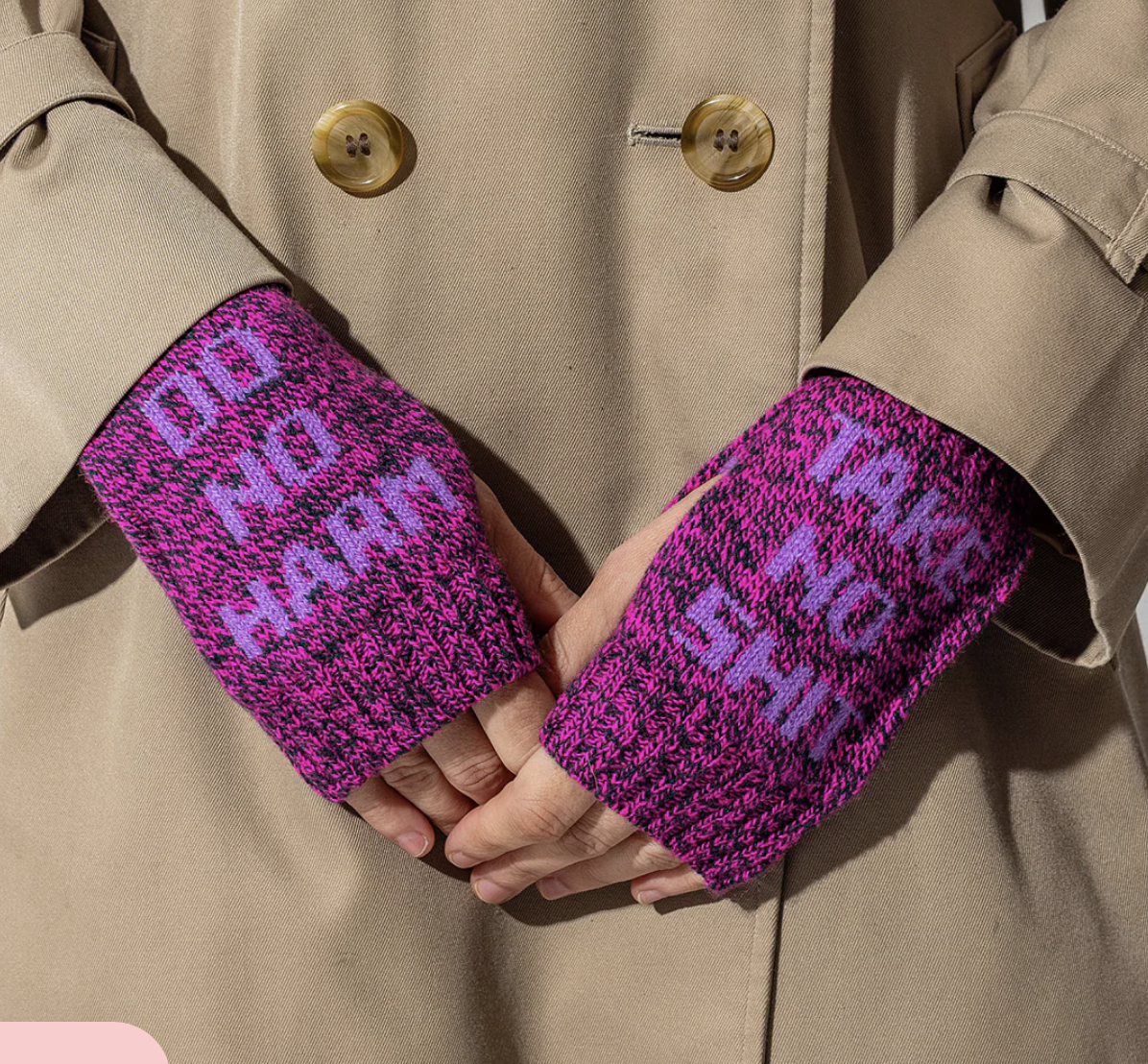 Do No Harm Take No Shit Wrist Warmers in Anemone