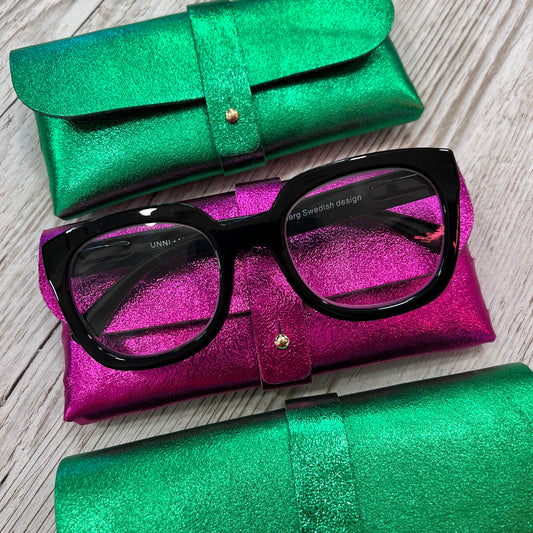 Metallic Leather Glasses Case