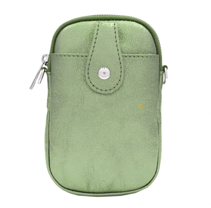 Metallic Brights Leather Phone Bag
