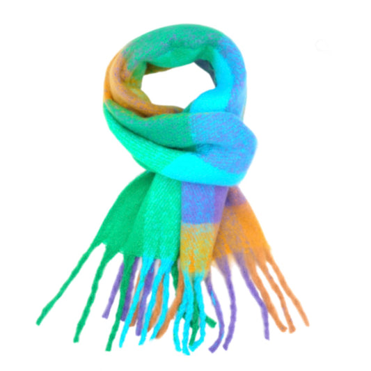 Vibrant green check blanket scarf