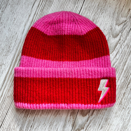 Stripe Bolt Beanie Hat