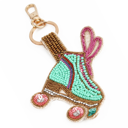 Roller Skate Hand Beaded Keyring