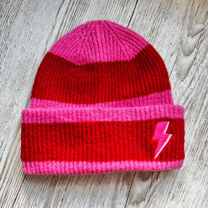 Stripe Bolt Beanie Hat