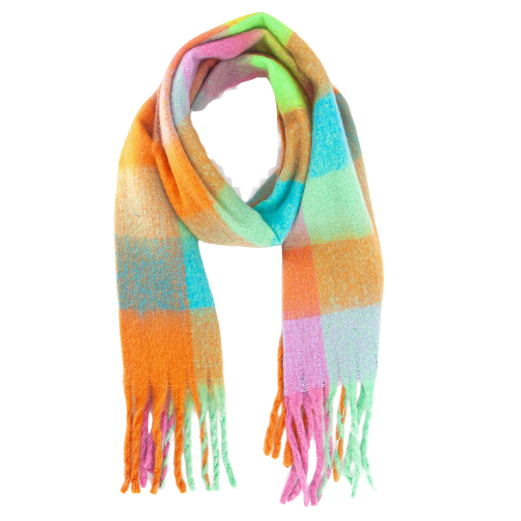 Vibrant Pastel Check Blanket Scarf