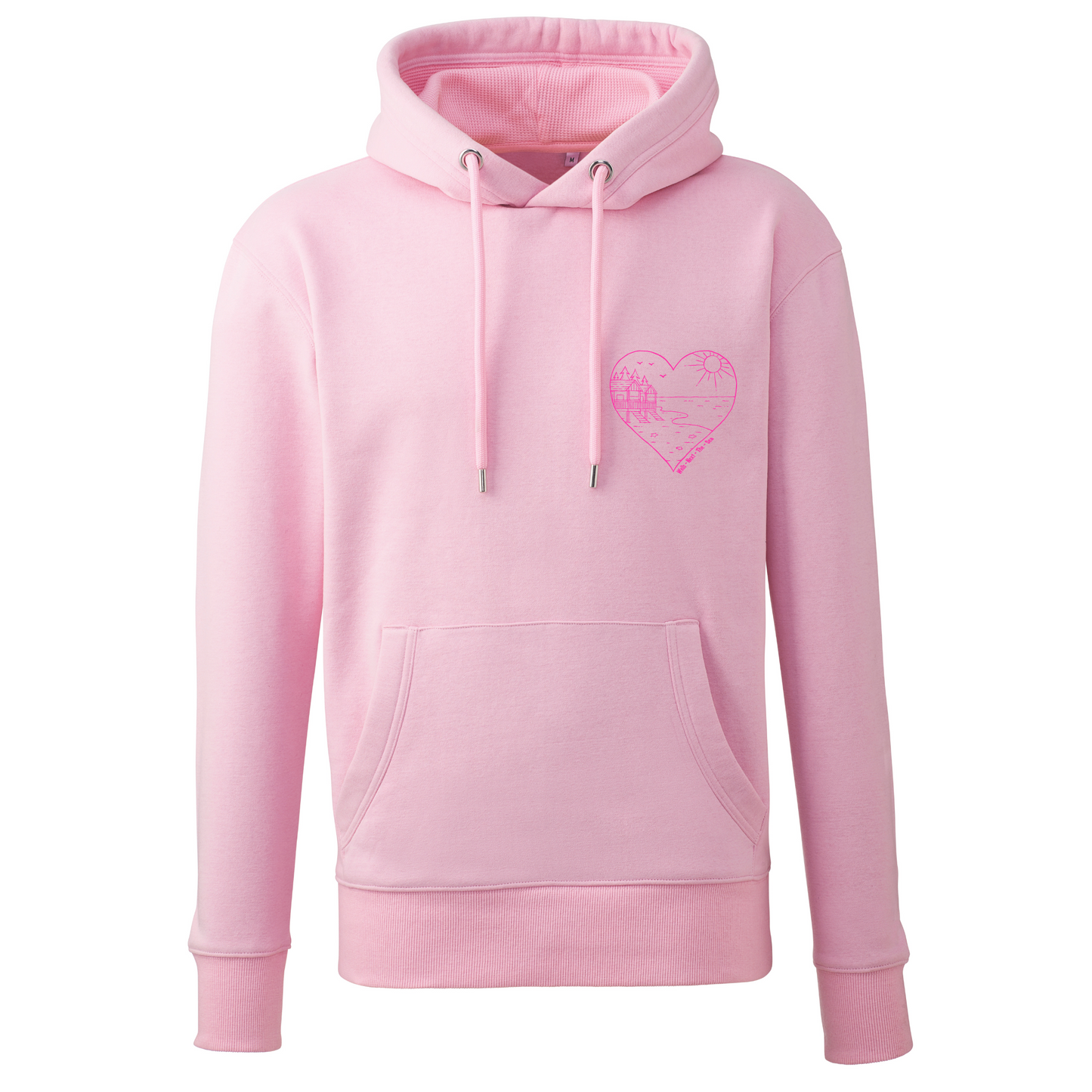 Pink Beach Hut Heart Hoodie