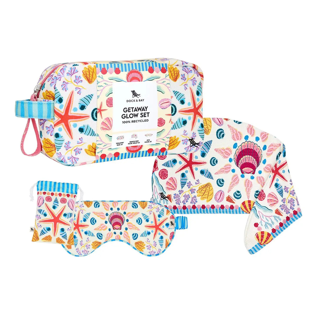 Getaway Glow Hair Wrap, Eye Mask & Wash Bag Gift Set