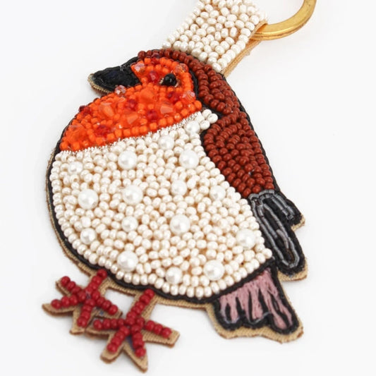 Robin Hand beaded Keyring