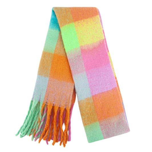 Vibrant Pastel Check Blanket Scarf