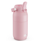 A pink insulated water bottle with a flip-top lid and carry loop, shown on a clean white background. The brand name 'IONS' is printed near the bottom.
