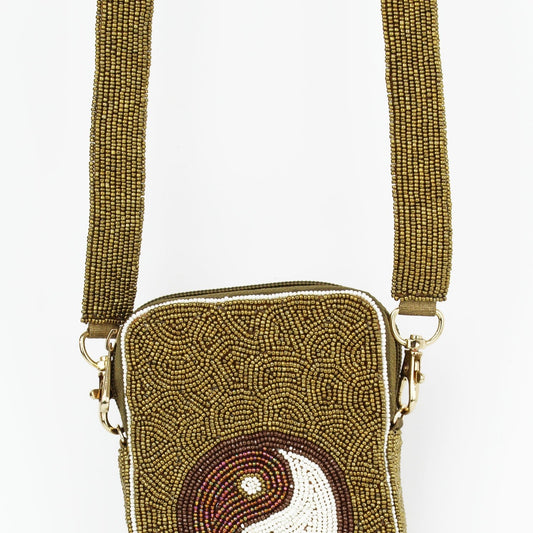 BEADED YIN YANG MOBILE PHONE BAG