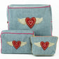 Flying Heart Denim Makeup Bag