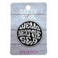 Embroidered  Iron-on patch with 'Wells Next The Sea' text in black and white on a wooden textured card with 'Salty Soul' branding.