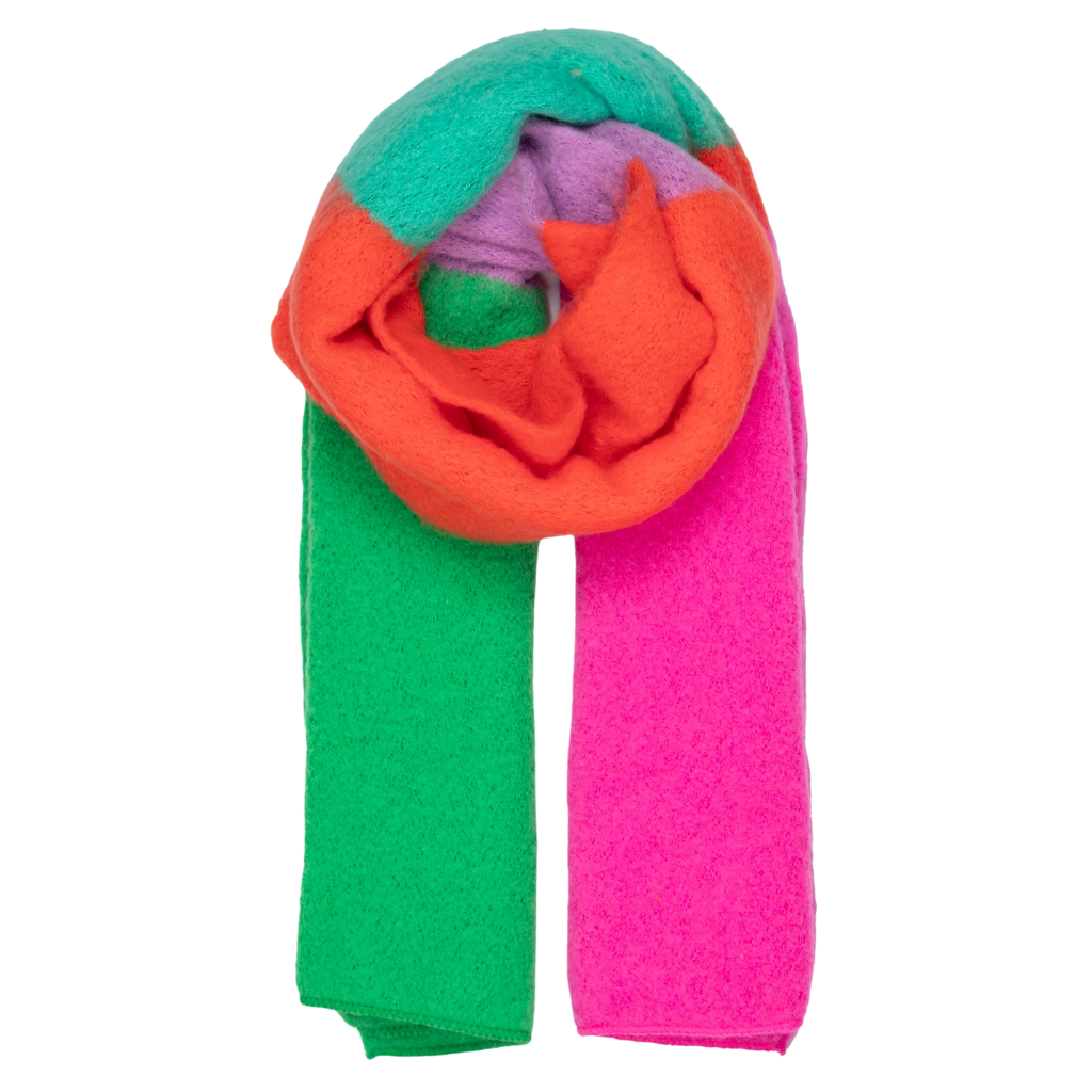 Colour Block Blanket Scarf - Pink & Green