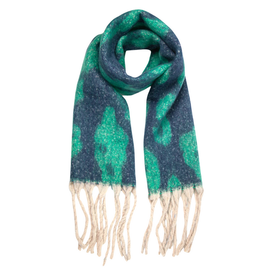 Green Blue Leopard Print Blanket Scarf