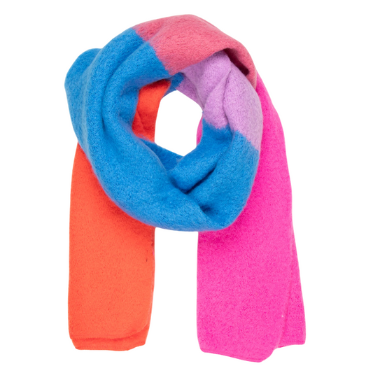 Colour Block Blanket Scarf - Pink & Blue