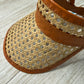 Handmade Rattan &amp; leather visor hat