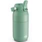 Aqua teal water bottle with straw, brand ION8 written on the base of the water bottle. 
