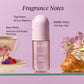 Kit-sch Sheer Violet hair perfume bottle with fragrance scent notes on a lilac background