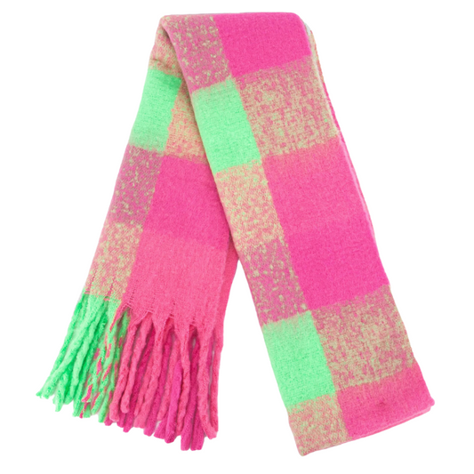 Vibrant Pink & Green Blanket Scarf