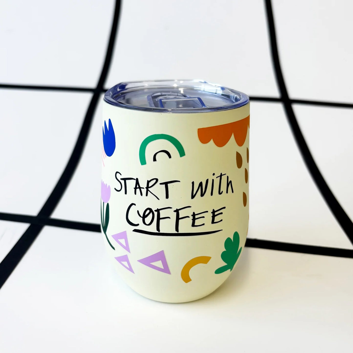 Travel Mug 'Start with Coffee -End with Wine'