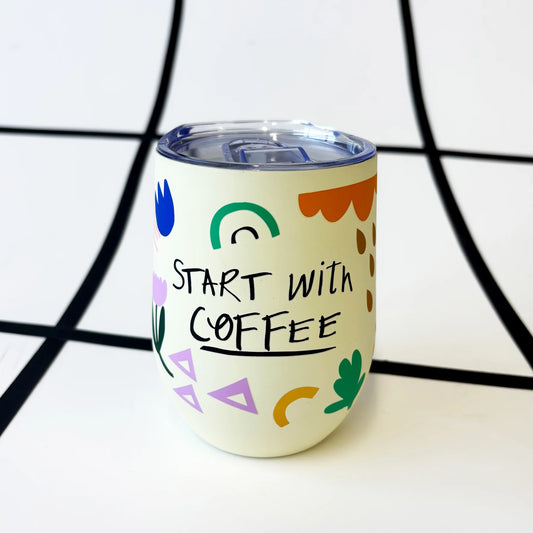 Travel Mug 'Start with Coffee -End with Wine'