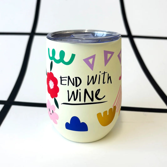 Travel Mug 'Start with Coffee -End with Wine'