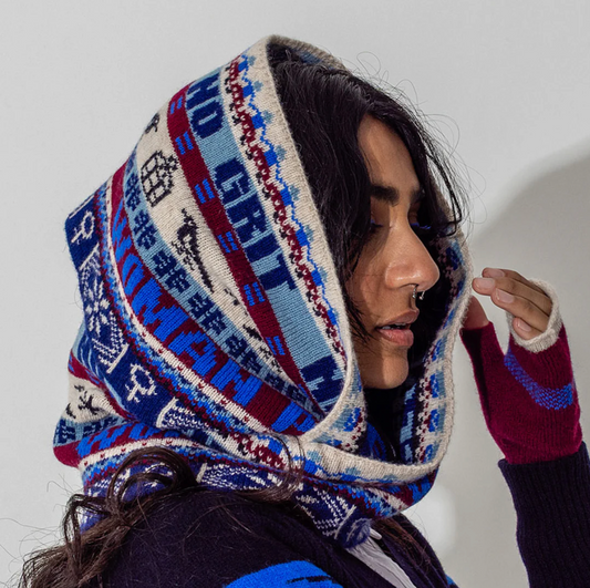 Feminist Fairisle Loop Scarf in Klein