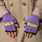 Wild Swim Fingerless Gloves in Parma Violet & Neon Yellow