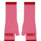 Feminist Fingerless Mittens in French Rose & Rouge