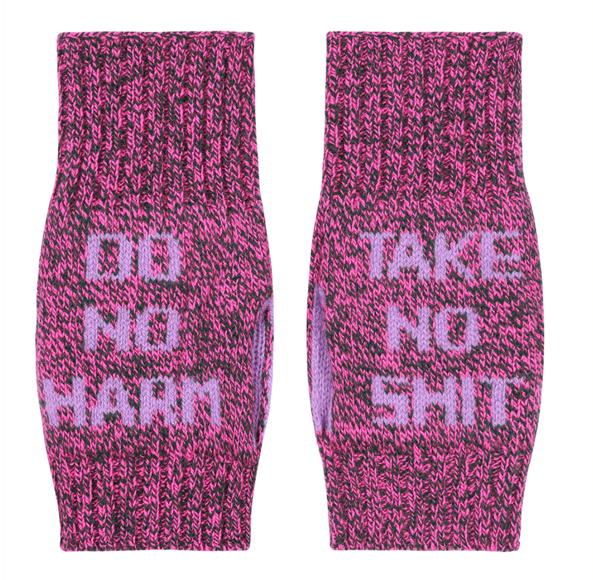 Do No Harm Take No Shit Wrist Warmers in Anemone