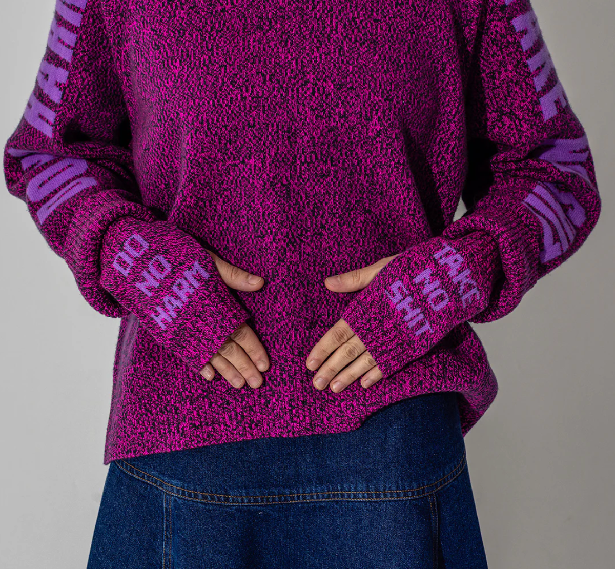 Do No Harm Take No Shit Wrist Warmers in Anemone