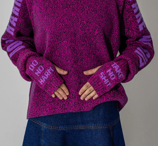 Do No Harm Take No Shit Wrist Warmers in Anemone