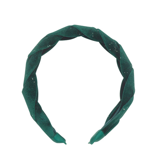 Green Velvet Plaited Hairband