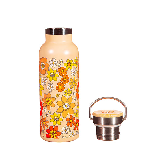 70s style floral drinks bottle