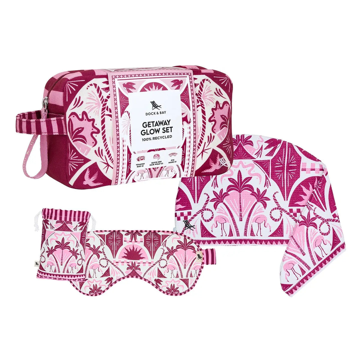 Getaway Glow Hair Wrap, Eye Mask & Wash Bag Gift Set