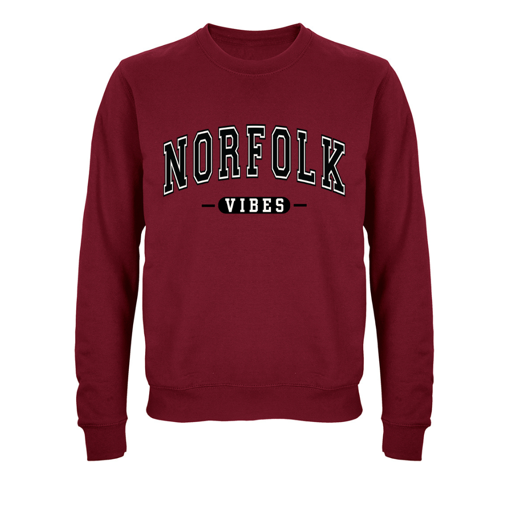 Norfolk Vibes Varsity Sweatshirt Burgundy