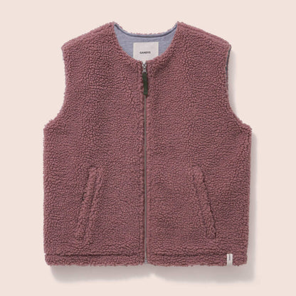 Gandys womens Pink fleece vest on a beige background