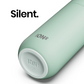 A close-up of a mint green  water bottle, showing the 'ION8' brand name printed on its side and the bottom base. The word 'Silent.