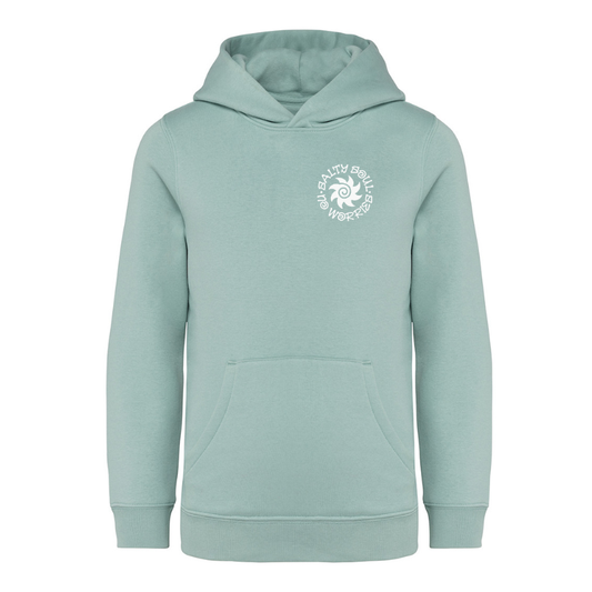 Organic Salty Soul No Worries kids Hoodie Sage Green