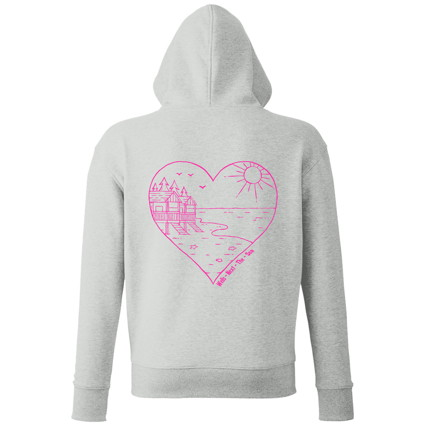 Light Grey Beach Hut Heart Hoodie