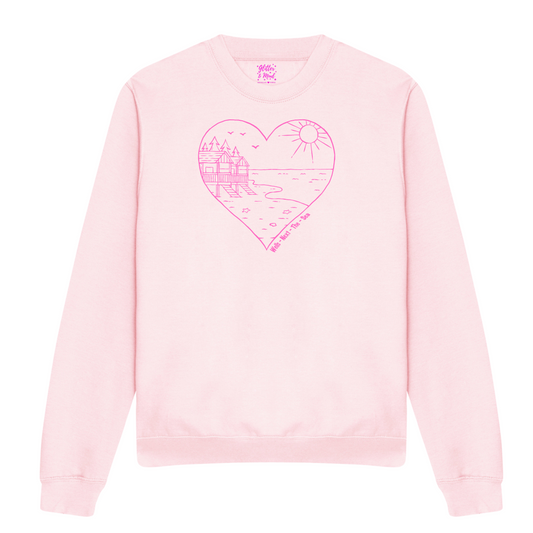 Pink Beach Hut Love Sweatshirt