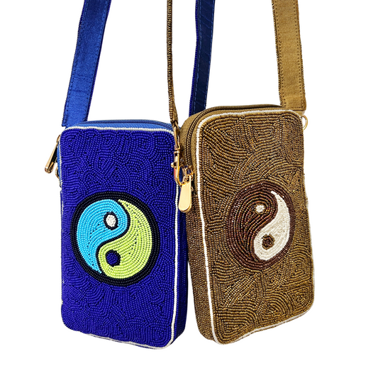 BEADED YIN YANG MOBILE PHONE BAG