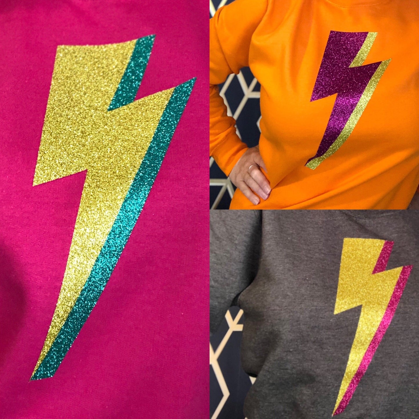 Lightning Bolt Jumper Bright Pink - Glitter & Mud 