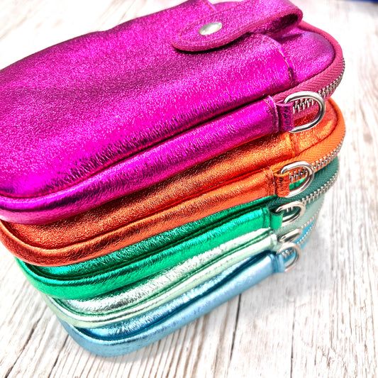 Metallic Brights Leather Phone Bag