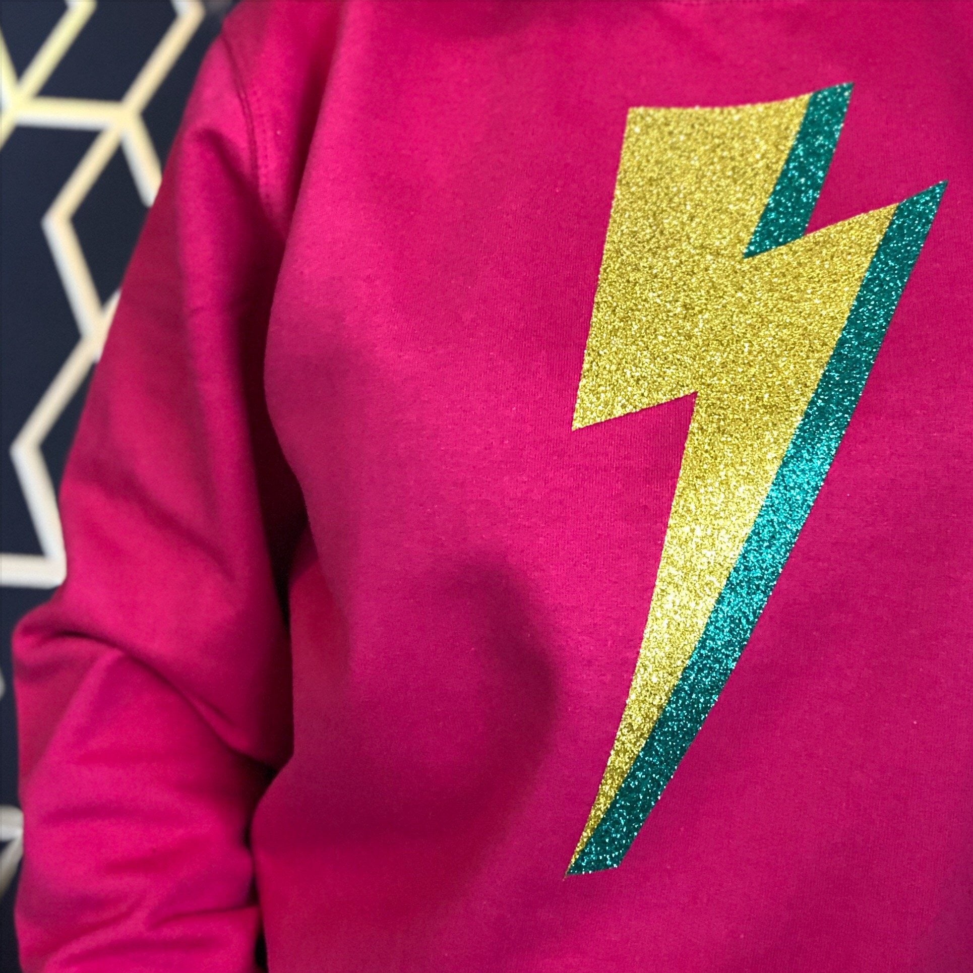 Lightning Bolt Sweatshirt in Bright Pink