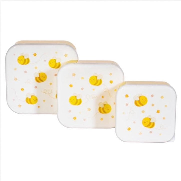 Bee Lunch box sets. This cute set contains three different sizes of snack box, and the nesting design allows for safe and compact storage when not in use. Glitter & Mud
