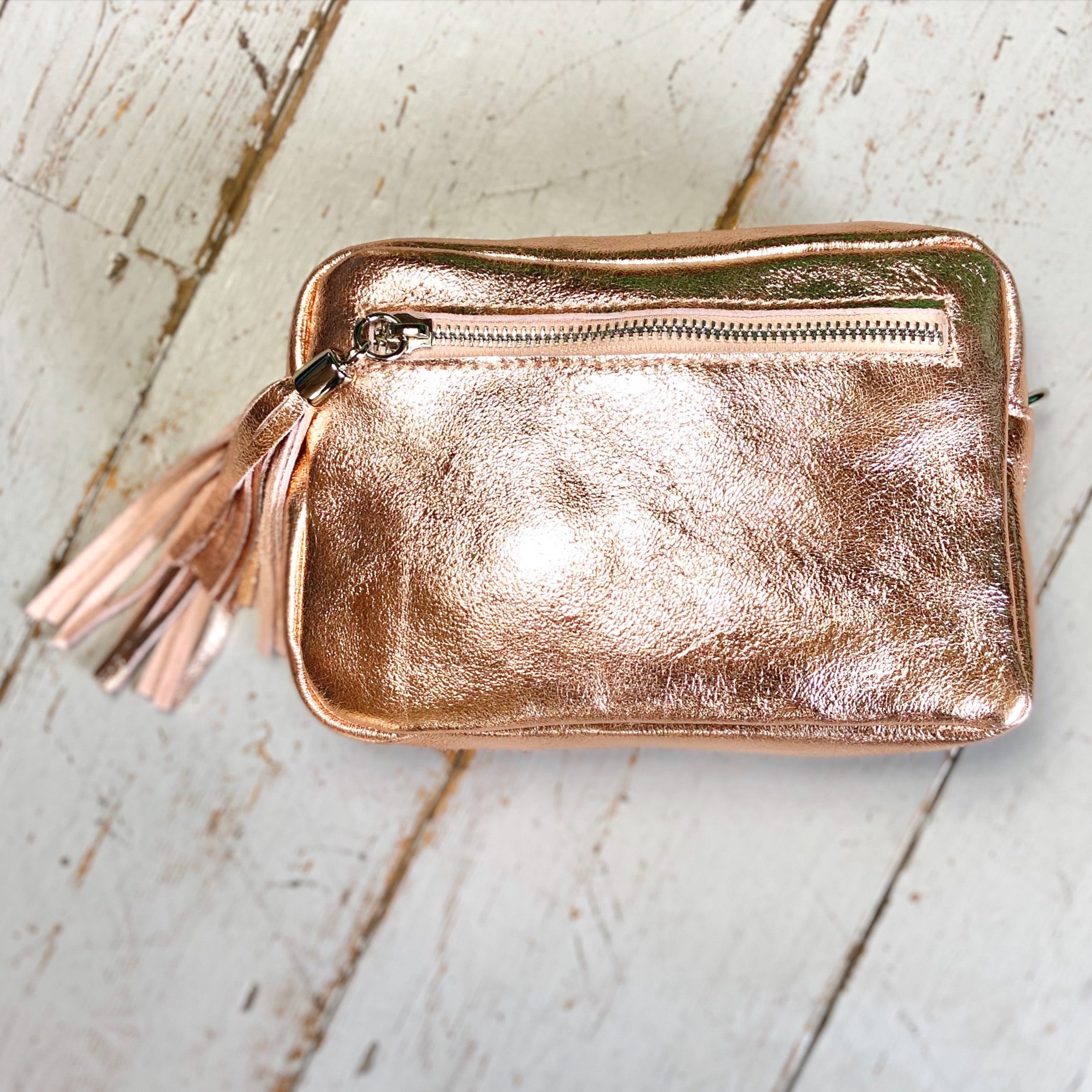 Metallic rose gold on sale handbag