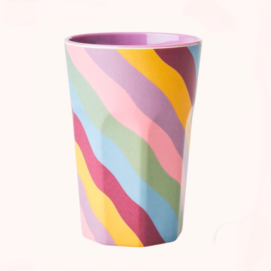 Tall Melamine Cup- Funky Stripes Print